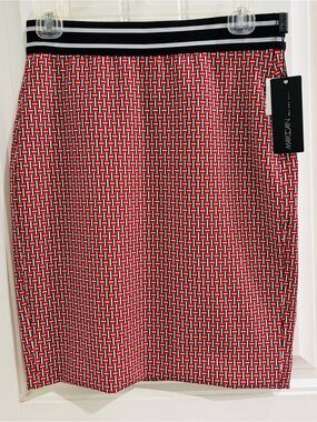 MarcCain Sport Geometric Pencil Skirt, Size 2, Italian Fabric, Made in Hungary